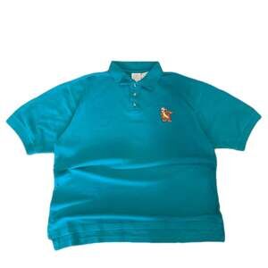 Vintage Disney Store Tigger Polo Shirt Teal Green Y2K Preppy Oversized